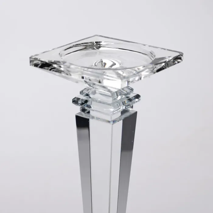 Підсвічник скляний на високій ніжці 9.5×9.5×22.5 см декоративний прозорий (HP-4-53M) - изображение 3