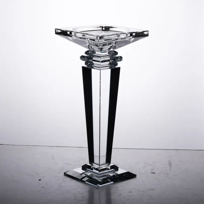 Підсвічник скляний на високій ніжці 9.5×9.5×22.5 см декоративний прозорий (HP-4-53M) - изображение 4