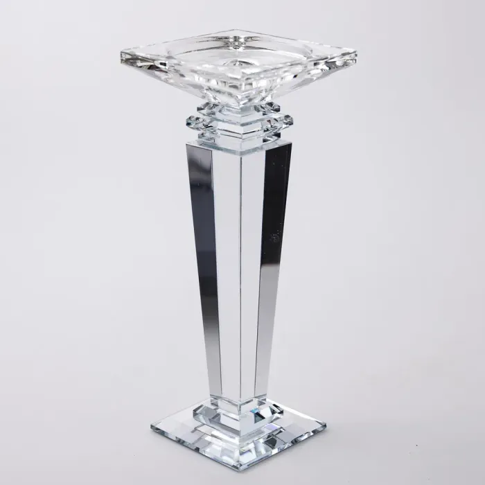 Підсвічник скляний на високій ніжці 9.5×9.5×24 см декоративний прозорий (HP-4-54L) - зображення 1