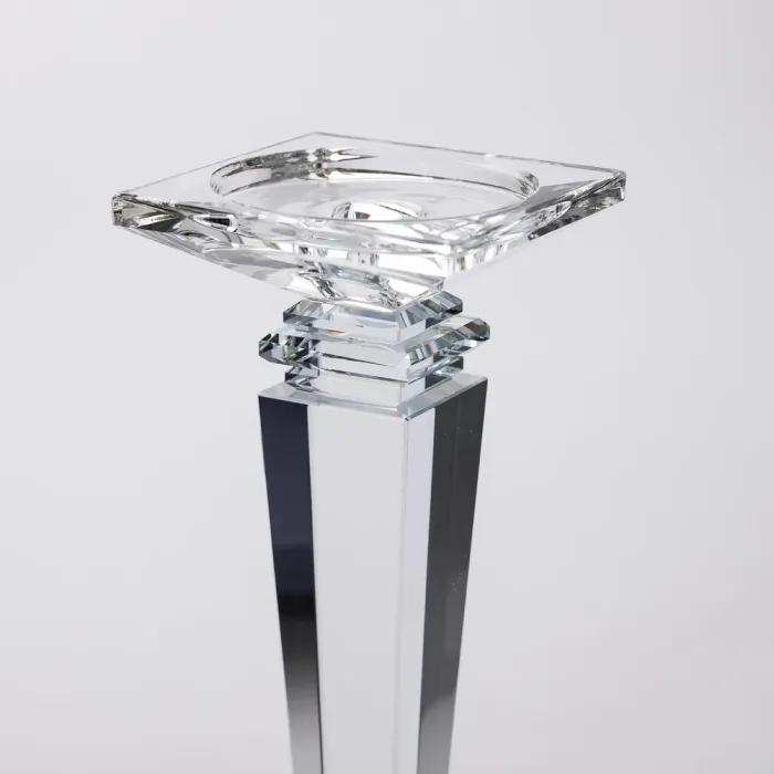 Підсвічник скляний на високій ніжці 9.5×9.5×24 см декоративний прозорий (HP-4-54L) - зображення 3