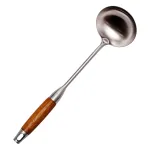 Ополоник металевий кухонний 27 (см) з нержавіючої сталі з дерев'яною ручкою HP-8-45 (HP-8-45)