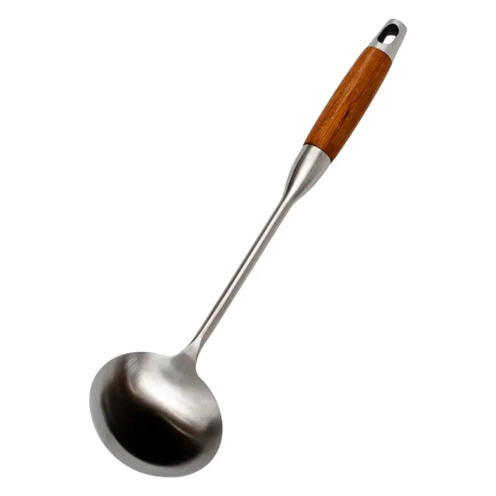 Ополоник металевий кухонний 27 (см) з нержавіючої сталі з дерев'яною ручкою HP-8-45 (HP-8-45) - изображение 2