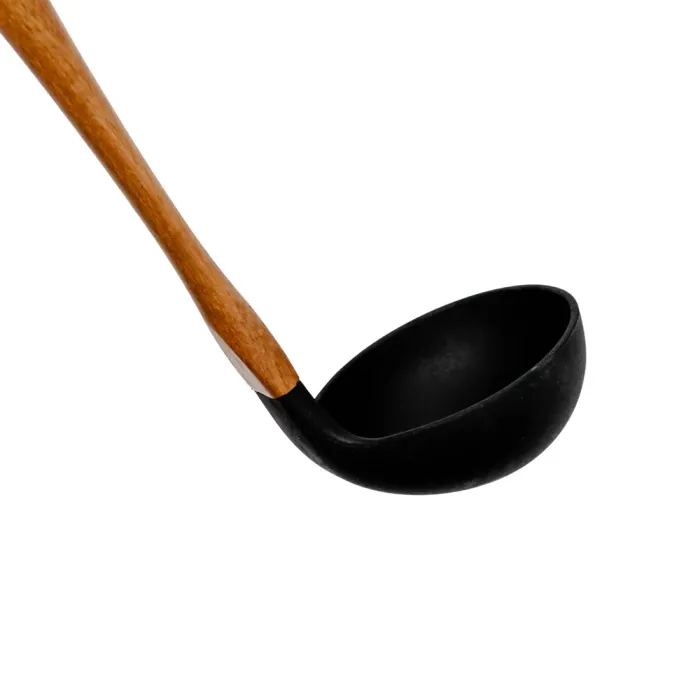 Ополоник силіконовий кухонний 27 (см) кухонний ополоник з силікону з дерев'яною ручкою для супу, бульйону HP-8-58 (HP-8-58) - изображение 2