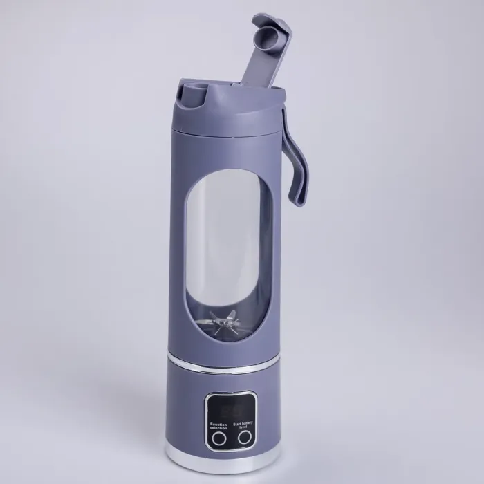 Портативний блендер для смузі на акумуляторі 450 мл блендер пляшка 25 Вт USB Сірий (HP-11-10G) - изображение 2