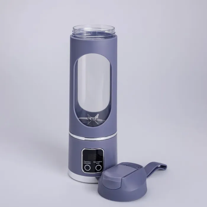 Портативний блендер для смузі на акумуляторі 450 мл блендер пляшка 25 Вт USB Сірий (HP-11-10G) - изображение 4