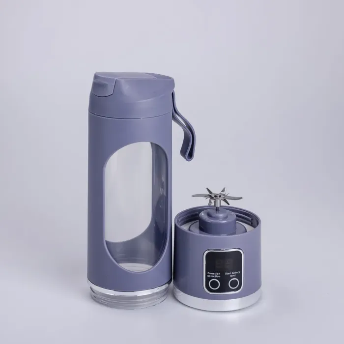 Портативний блендер для смузі на акумуляторі 450 мл блендер пляшка 25 Вт USB Сірий (HP-11-10G) - изображение 5