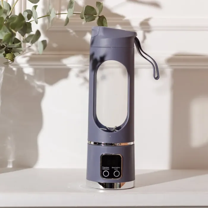 Портативний блендер для смузі на акумуляторі 450 мл блендер пляшка 25 Вт USB Сірий (HP-11-10G) - изображение 7