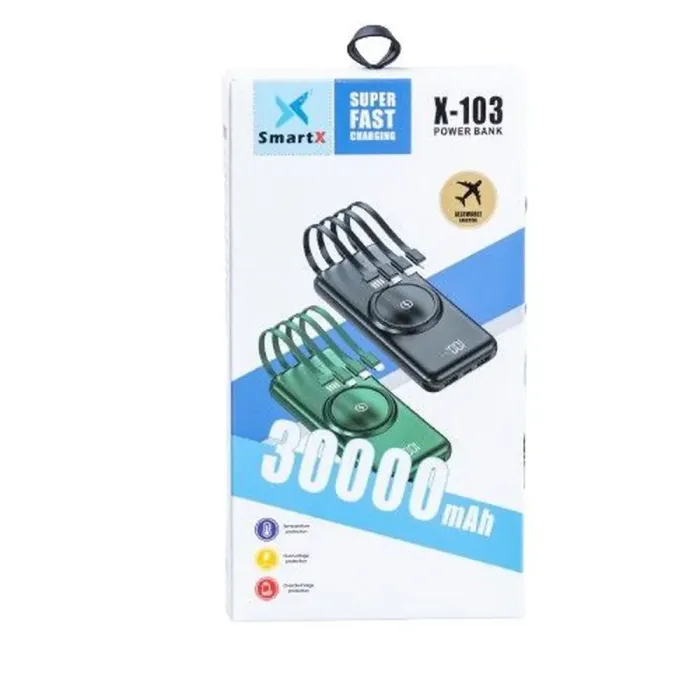 Повербанк 30000mah магнітна зарядка magsafe Power Bank з кабелями Lightning, USB-C, Micro USB, USB (X103G) - зображення 5