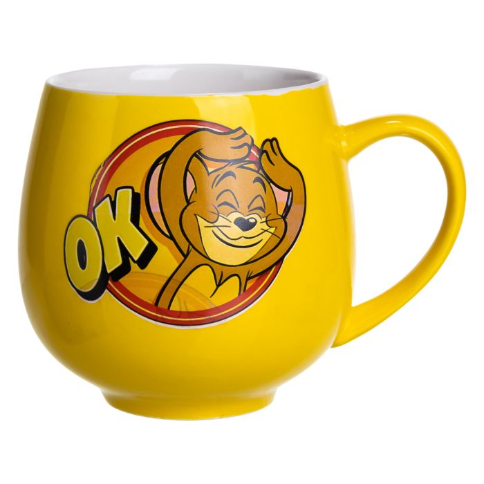 Святкова порцелянова чашка "Веселі Герої" 400 мл, Кружка дитяча із порцеляни на подарунок Жовта FM-13OK (FM-13OK) - зображення 2