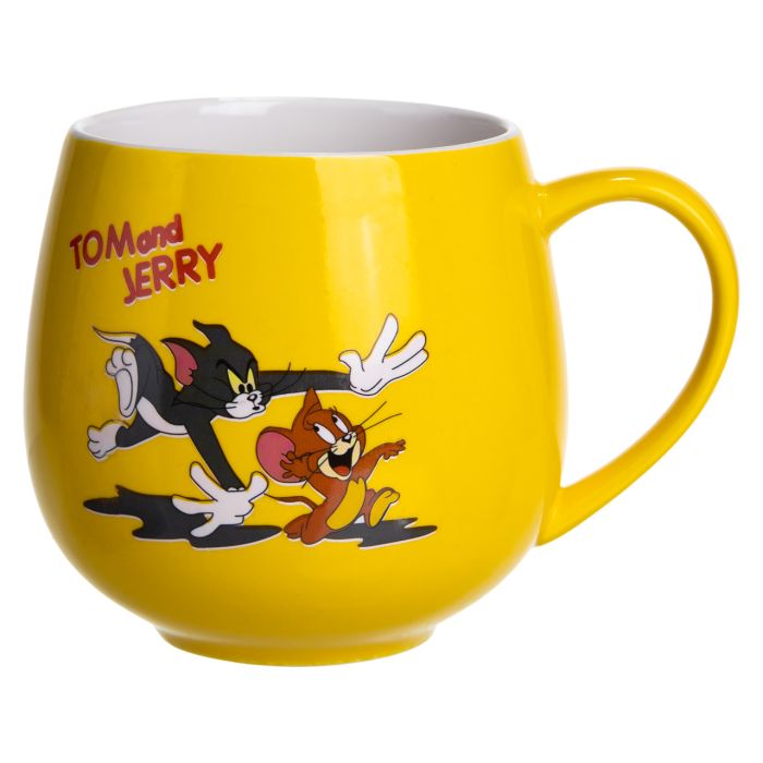 Святкова порцелянова чашка "Веселі Герої" 400 мл, Кружка дитяча із порцеляни на подарунок Жовта FM-13TJB (FM-13TJB) - зображення 2