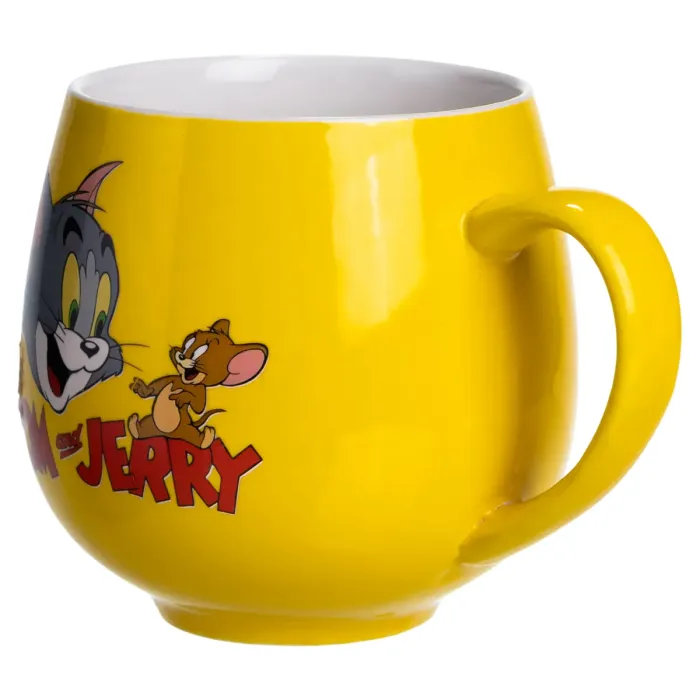 Святкова порцелянова чашка "Веселі Герої" 400 мл, Кружка дитяча із порцеляни на подарунок Жовта FM-13TJ (FM-13TJ) - зображення 2