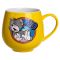 Святкова порцелянова чашка "Веселі Герої" 400 мл, Кружка дитяча із порцеляни на подарунок Жовта FM-13NO (FM-13NO)