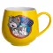 Святкова порцелянова чашка "Веселі Герої" 400 мл, Кружка дитяча із порцеляни на подарунок Жовта FM-13NO (FM-13NO)