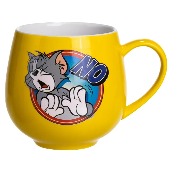Святкова порцелянова чашка "Веселі Герої" 400 мл, Кружка дитяча із порцеляни на подарунок Жовта FM-13NO (FM-13NO) - зображення 2
