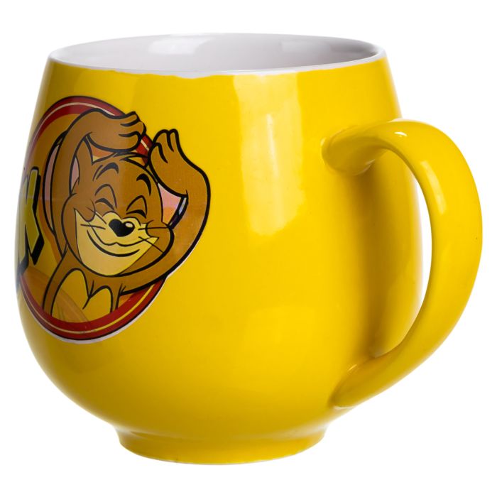 Святкова порцелянова чашка "Веселі Герої" 400 мл, Кружка дитяча із порцеляни на подарунок Жовта FM-13OK (FM-13OK) - зображення 3