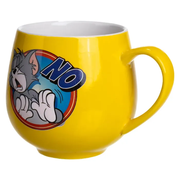 Святкова порцелянова чашка "Веселі Герої" 400 мл, Кружка дитяча із порцеляни на подарунок Жовта FM-13NO (FM-13NO) - зображення 3