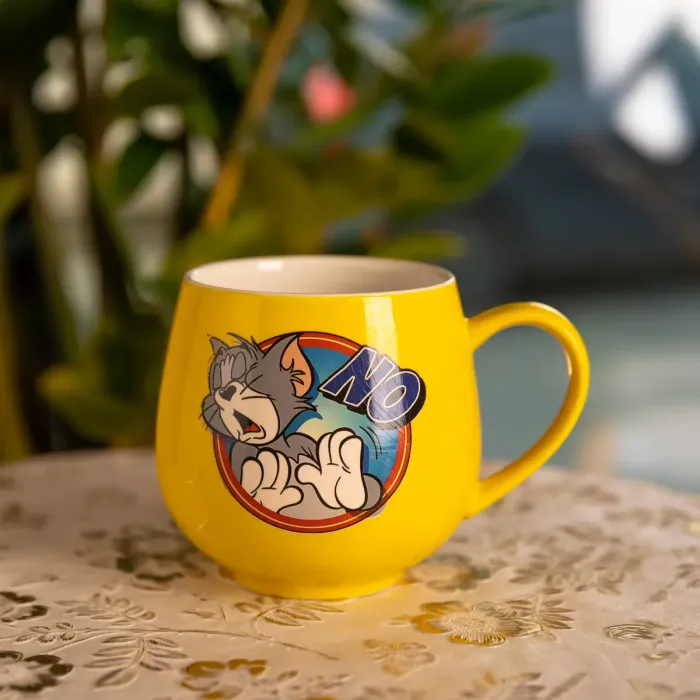 Святкова порцелянова чашка "Веселі Герої" 400 мл, Кружка дитяча із порцеляни на подарунок Жовта FM-13NO (FM-13NO) - зображення 1