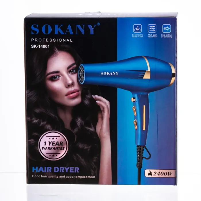 Професійний фен для волосся з насадками концентратор і дифузор 2400 Вт Sokany SK-14001 (SK-14001) - изображение 10