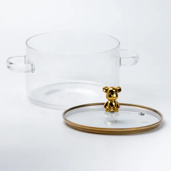 Прозрачная кастрюля 1.8 литра из боросиликатного стекла с крышкой 16 см (HP2002) - изображение 3