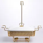 Прямокутний порцеляновий марміт 2 л на золотій стійці з підігрівом YL-78 (YL-78)