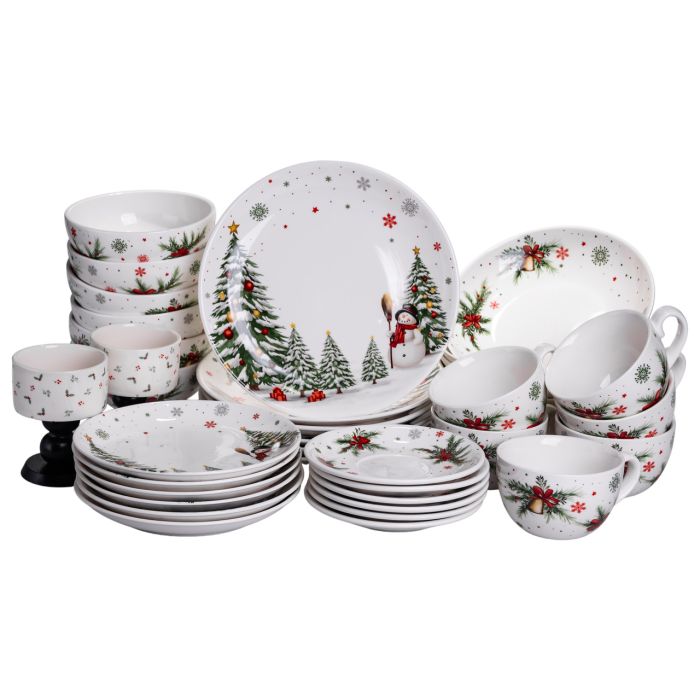 Різдвяний столовий сервіз новорічний 32 предмети на 6 персон порцеляновий SG-32 (SG-32) - изображение 1