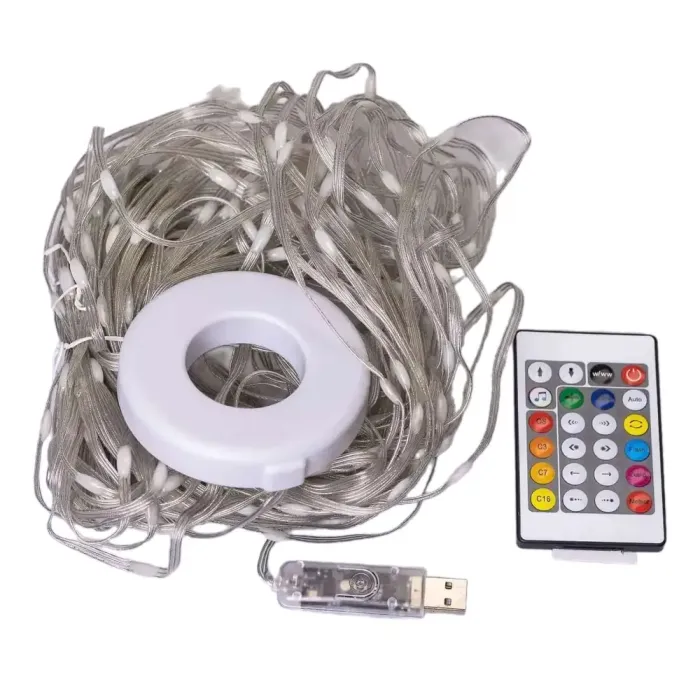 Гірлянда з кільцем на ялинку 2 метри Smart 200 led керування телефоном та пульт USB прозорий провід кольорова (1733042W) - зображення 8