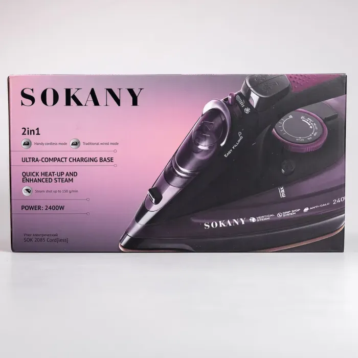 Праска бездротова для одягу SOKANY професійна парова 2400 Вт (HP-UR-2) - зображення 10