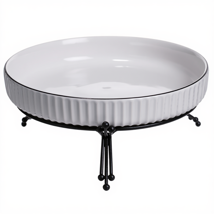 Фруктовниця порцелянова на металевій підставці 22.5 см Чорний LB-1571B (LB-1571B) - изображение 1