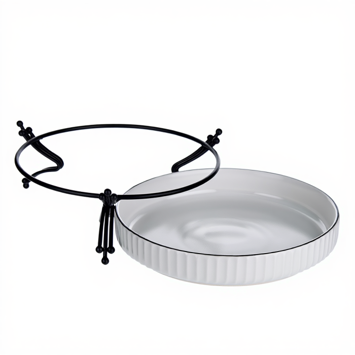 Фруктовниця порцелянова на металевій підставці 22.5 см Чорний LB-1571B (LB-1571B) - изображение 2