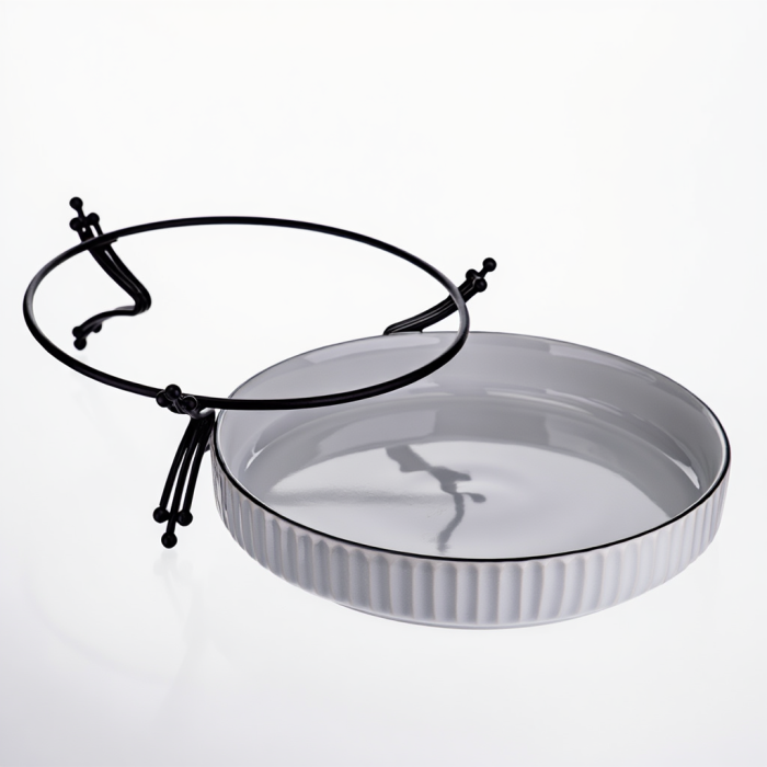 Фруктовниця порцелянова на металевій підставці 22.5 см Чорний LB-1571B (LB-1571B) - изображение 3