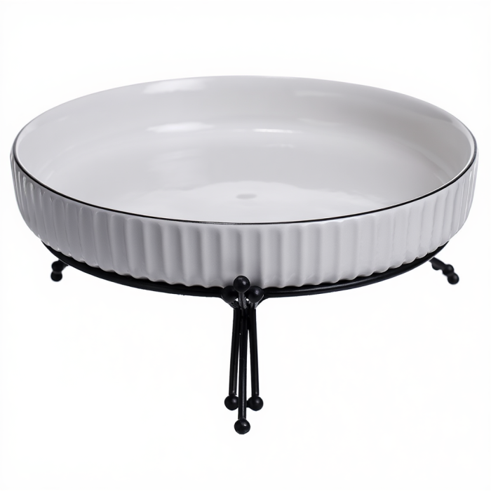 Фруктовниця порцелянова на металевій підставці 22.5 см Чорний LB-1571B (LB-1571B) - изображение 4