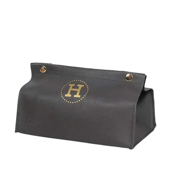 Серветниця автомобільна з еко шкіри 20х7.5х11.5 см органайзер для серветок, Сірий (HP-3-213G) - зображення 1