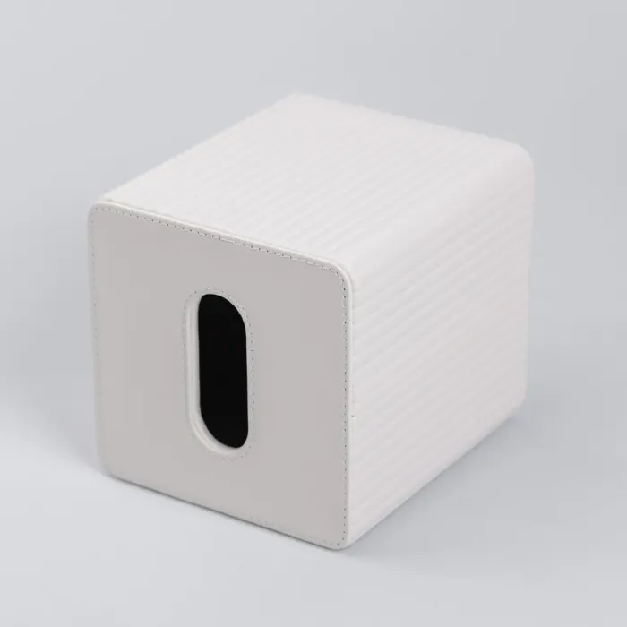 Серветниця з екошкіри квадратна 13х13х14.5 см органайзер для серветок на стіл, Бежевий (HP-3-201BE) - зображення 3