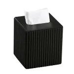 Серветниця з екошкіри квадратна 13х13х14.5 см органайзер для серветок на стіл, Чорний (HP-3-201B)