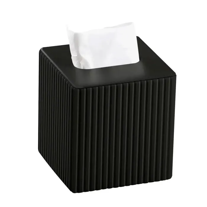 Салфетка из экокожи квадратная 13х13х14.5 см органайзер для салфеток на стол, Черный (HP-3-201B) - изображение 1