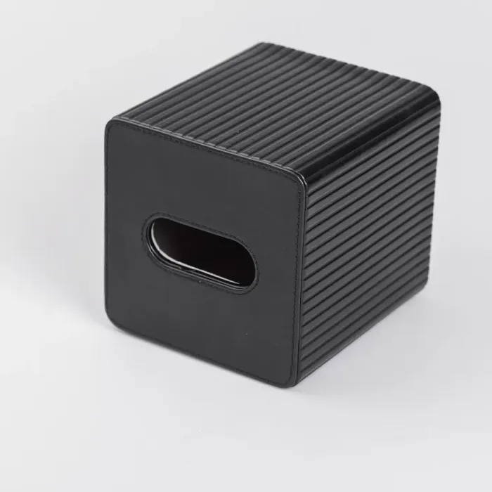 Салфетка из экокожи квадратная 13х13х14.5 см органайзер для салфеток на стол, Черный (HP-3-201B) - изображение 3