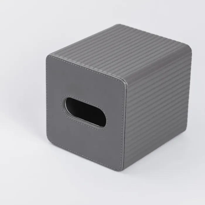 Салфетка из экокожи квадратная 13х13х14.5 см органайзер для салфеток на стол, Серый (HP-3-201G) - изображение 3