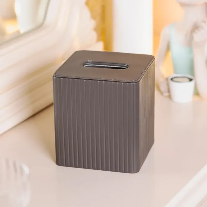 Салфетка из экокожи квадратная 13х13х14.5 см органайзер для салфеток на стол, Серый (HP-3-201G) - изображение 6