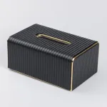 Серветниця з екошкіри прямокутна  21.5х13х9 см органайзер для серветок на стіл, Чорний (HP-3-203B)