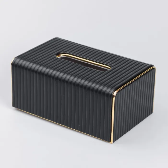 Салфетка из экокожи прямоугольная 21.5х13х9 см органайзер для салфеток на стол, Черный (HP-3-203B) - изображение 1