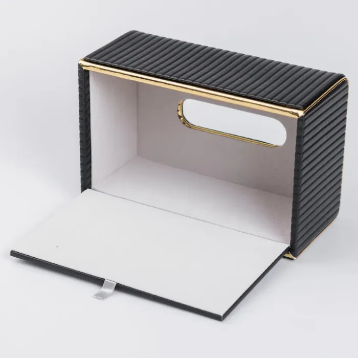 Салфетка из экокожи прямоугольная 21.5х13х9 см органайзер для салфеток на стол, Черный (HP-3-203B) - изображение 5