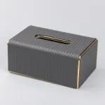 Серветниця з екошкіри прямокутна  21.5х13х9 см органайзер для серветок на стіл, Сірий (HP-3-203G)