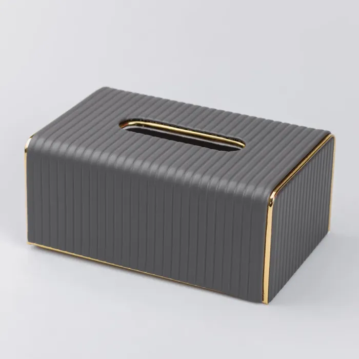 Салфетка из экокожи прямоугольная 21.5х13х9 см органайзер для салфеток на стол, Серый (HP-3-203G) - изображение 1