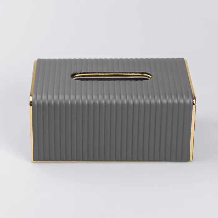 Салфетка из экокожи прямоугольная 21.5х13х9 см органайзер для салфеток на стол, Серый (HP-3-203G) - изображение 2