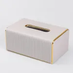 Серветниця з екошкіри прямокутна  21.5х13х9 см органайзер для серветок на стіл, Сірий (HP-3-204G)