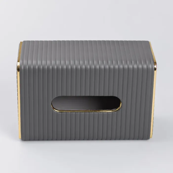 Салфетка из экокожи прямоугольная 21.5х13х9 см органайзер для салфеток на стол, Серый (HP-3-203G) - изображение 3