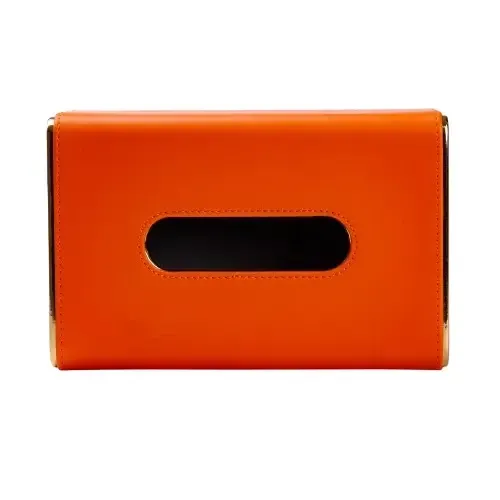 Салфетка из экокожи прямоугольная 21х13.5х9.5 см органайзер для салфеток на стол, Оранжевый (HP-3-208O) - изображение 4