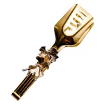 Щипці кухонні металеві 21.5×5 (см) кулінарні щипці для м'яса, риби, гриля кухарські щипці Золотистий HP-8-62 (HP-8-62)