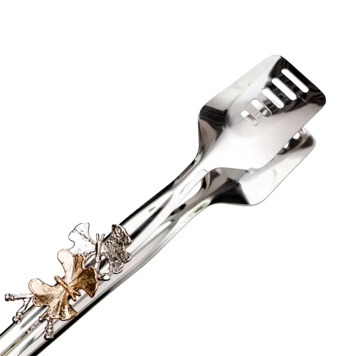 Щипці кухонні металеві 29×5 (см) кулінарні щипці для м'яса, риби, гриля кухарські щипці для Сріблястий HP-8-63 (HP-8-63) - изображение 2