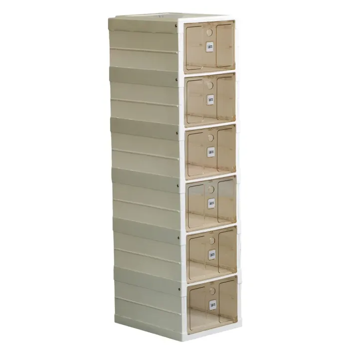 Шафа для взуття портативна пластикова 33 х 26 х 100 см на 6 полиць Біла (HPS658) - зображення 3